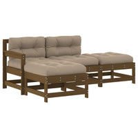 Thumbnail for 4-tlg. Garten-Lounge-Set mit Kissen Honigbraun Massivholz