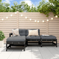 Thumbnail for 4-tlg. Garten-Lounge-Set mit Kissen Schwarz Massivholz