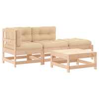 Thumbnail for 4-tlg. Garten-Lounge-Set mit Kissen Massivholz