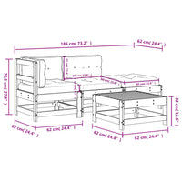 Thumbnail for 4-tlg. Garten-Lounge-Set mit Kissen Massivholz