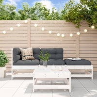 Thumbnail for 4-tlg. Garten-Lounge-Set mit Kissen Weiß Massivholz