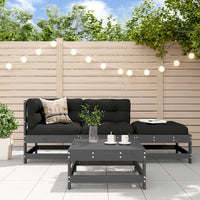Thumbnail for 4-tlg. Garten-Lounge-Set mit Kissen Grau Massivholz