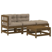 Thumbnail for 4-tlg. Garten-Lounge-Set mit Kissen Honigbraun Massivholz