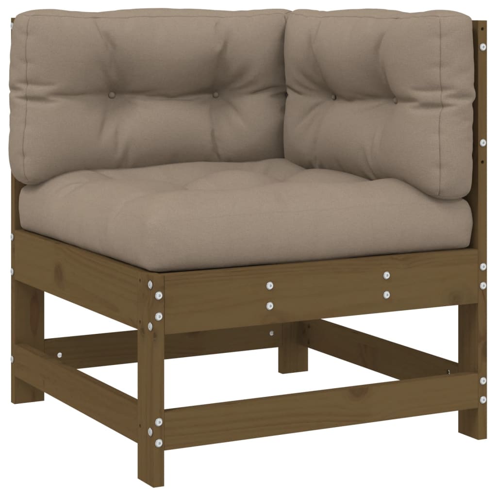4-tlg. Garten-Lounge-Set mit Kissen Honigbraun Massivholz