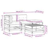 Thumbnail for 4-tlg. Garten-Lounge-Set mit Kissen Honigbraun Massivholz