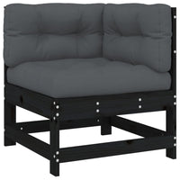 Thumbnail for 4-tlg. Garten-Lounge-Set mit Kissen Schwarz Massivholz
