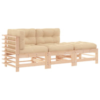 Thumbnail for 3-tlg. Garten-Lounge-Set mit Kissen Massivholz