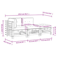 Thumbnail for 3-tlg. Garten-Lounge-Set mit Kissen Massivholz