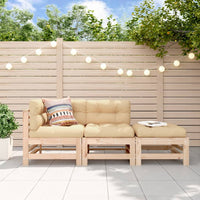 Thumbnail for 3-tlg. Garten-Lounge-Set mit Kissen Massivholz