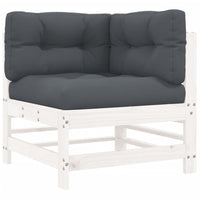 Thumbnail for 3-tlg. Garten-Lounge-Set mit Kissen Weiß Massivholz
