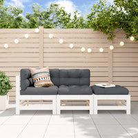 Thumbnail for 3-tlg. Garten-Lounge-Set mit Kissen Weiß Massivholz