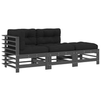Thumbnail for 3-tlg. Garten-Lounge-Set mit Kissen Grau Massivholz