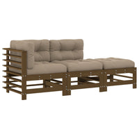 Thumbnail for 3-tlg. Garten-Lounge-Set mit Kissen Honigbraun Massivholz