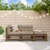 Thumbnail for 3-tlg. Garten-Lounge-Set mit Kissen Honigbraun Massivholz