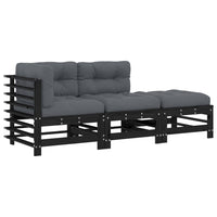 Thumbnail for 3-tlg. Garten-Lounge-Set mit Kissen Schwarz Massivholz
