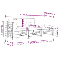 Thumbnail for 3-tlg. Garten-Lounge-Set mit Kissen Massivholz Douglasie