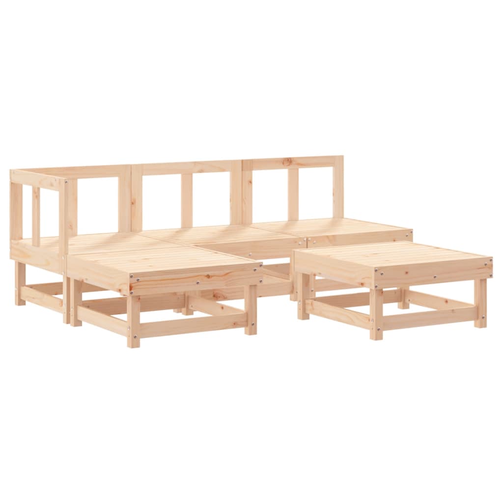 5-tlg. Garten-Lounge-Set mit Kissen Massivholz