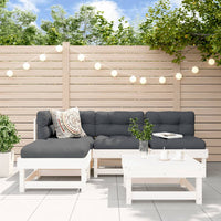 Thumbnail for 5-tlg. Garten-Lounge-Set mit Kissen Weiß Massivholz