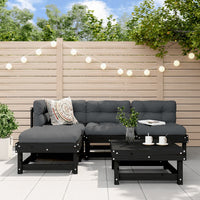 Thumbnail for 5-tlg. Garten-Lounge-Set mit Kissen Schwarz Massivholz