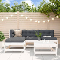 Thumbnail for 5-tlg. Garten-Lounge-Set mit Kissen Weiß Massivholz