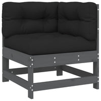 Thumbnail for 5-tlg. Garten-Lounge-Set mit Kissen Grau Massivholz