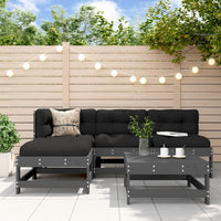 Thumbnail for 5-tlg. Garten-Lounge-Set mit Kissen Grau Massivholz