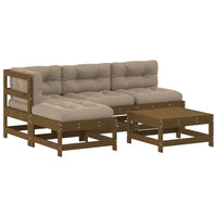 Thumbnail for 5-tlg. Garten-Lounge-Set mit Kissen Honigbraun Massivholz