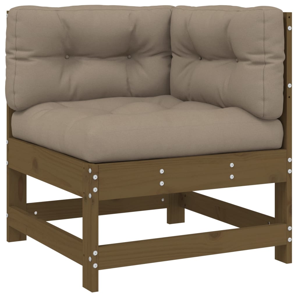 5-tlg. Garten-Lounge-Set mit Kissen Honigbraun Massivholz