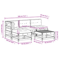Thumbnail for 5-tlg. Garten-Lounge-Set mit Kissen Honigbraun Massivholz
