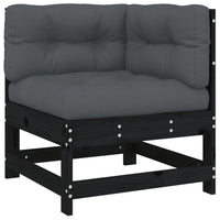 Thumbnail for 5-tlg. Garten-Lounge-Set mit Kissen Schwarz Massivholz