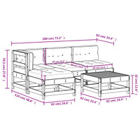 Thumbnail for 5-tlg. Garten-Lounge-Set mit Kissen Schwarz Massivholz