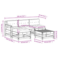 Thumbnail for 5-tlg. Garten-Lounge-Set mit Kissen Massivholz