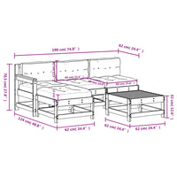 Thumbnail for 5-tlg. Garten-Lounge-Set mit Kissen Weiß Massivholz