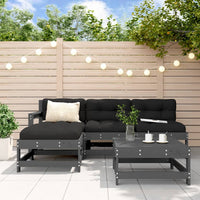 Thumbnail for 5-tlg. Garten-Lounge-Set mit Kissen Grau Massivholz