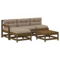 Thumbnail for 5-tlg. Garten-Lounge-Set mit Kissen Honigbraun Massivholz