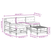Thumbnail for 5-tlg. Garten-Lounge-Set mit Kissen Honigbraun Massivholz