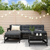 Thumbnail for 5-tlg. Garten-Lounge-Set mit Kissen Schwarz Massivholz