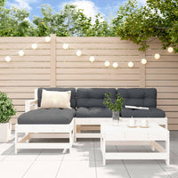 Thumbnail for 5-tlg. Garten-Lounge-Set mit Kissen Weiß Massivholz