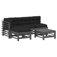 Thumbnail for 5-tlg. Garten-Lounge-Set mit Kissen Grau Massivholz