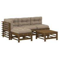 Thumbnail for 5-tlg. Garten-Lounge-Set mit Kissen Honigbraun Massivholz