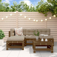 Thumbnail for 5-tlg. Garten-Lounge-Set mit Kissen Honigbraun Massivholz