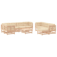 Thumbnail for 10-tlg. Garten-Lounge-Set mit Kissen Massivholz