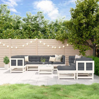 Thumbnail for 10-tlg. Garten-Lounge-Set mit Kissen Weiß Massivholz