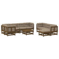 Thumbnail for 10-tlg. Garten-Lounge-Set mit Kissen Honigbraun Massivholz