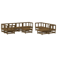 Thumbnail for 10-tlg. Garten-Lounge-Set mit Kissen Honigbraun Massivholz