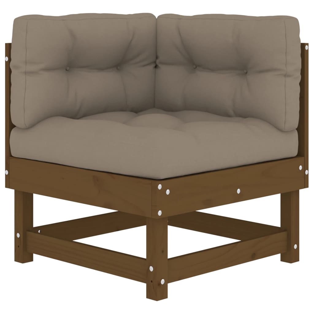 10-tlg. Garten-Lounge-Set mit Kissen Honigbraun Massivholz