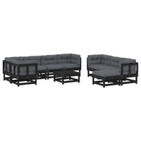 Thumbnail for 10-tlg. Garten-Lounge-Set mit Kissen Schwarz Massivholz