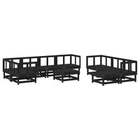 Thumbnail for 10-tlg. Garten-Lounge-Set mit Kissen Schwarz Massivholz