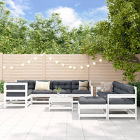 Thumbnail for 10-tlg. Garten-Lounge-Set mit Kissen Weiß Massivholz