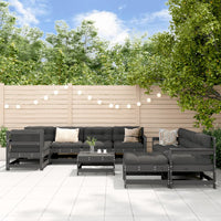 Thumbnail for 10-tlg. Garten-Lounge-Set mit Kissen Grau Massivholz